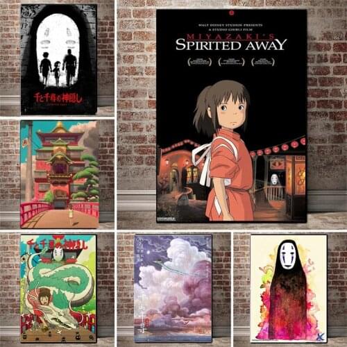 Spirited Away classic Japanese Anime Movie Canvas Painting Hayao Miyazaki Poster and Print Wall Art Picture for Living Room