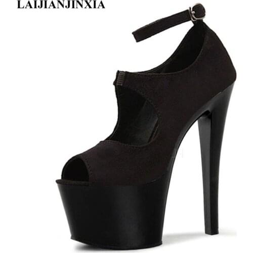 LAIJIANJINXIA New Designer 17cm thin heels platform High Heels Shoes PU Leather fashion shoes woman bridal/wedding pumps