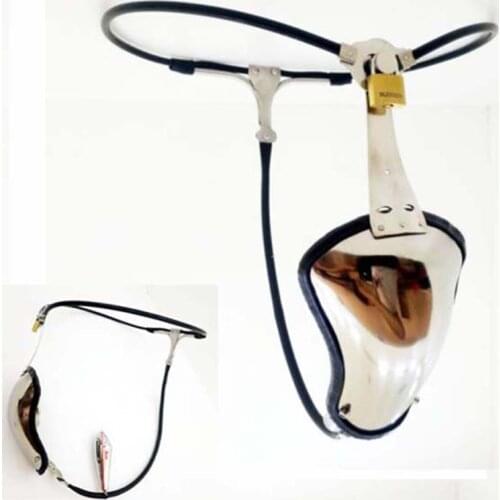 Manyjoy Male Stainless Steel Adjustable Chastity Belt Device Thong Pants Bird Cage Plug