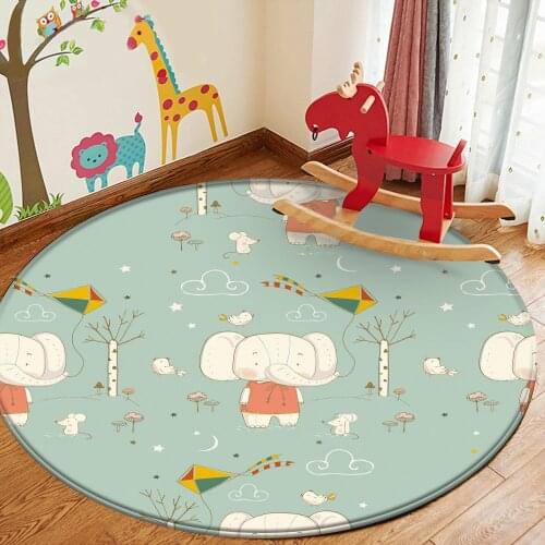Cute Animal Bear Bedside Floor Rug Children Room Round Flannel Carpet Living Room Bedroom Large Area Floor Mat Tapis De Chambre