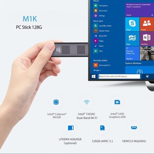 Mini PC Stick Quad-Core Celeron J4125 6G/8G LPDDR4 128G/256G eMMC Pocket Computer 2.4G/5G Wifi BT4.2 4K TV Box Windows 10 Linux
