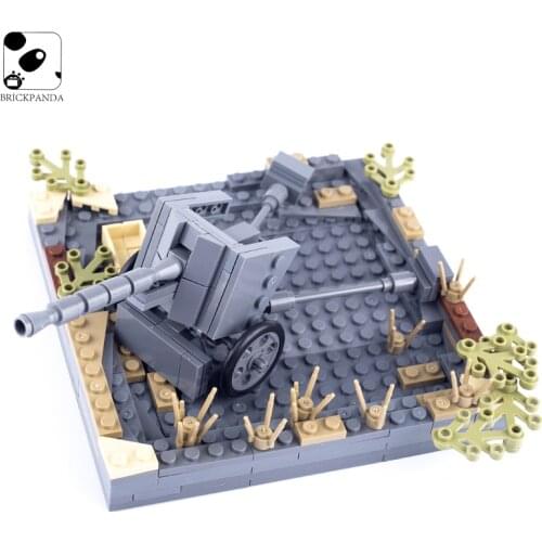 MOC WW2 Military German PAK40 Cannon Building Blocks Weapons Soldiers Figures Parts Army Artillery Accessories Bricks Kids Toys
