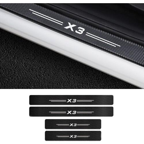 4PCS Car Door Sill Stickers BMW X3 E83 F25 G01 Auto Anti-Scratch Protector Guards Carbon Decals Car Tuning Accessories