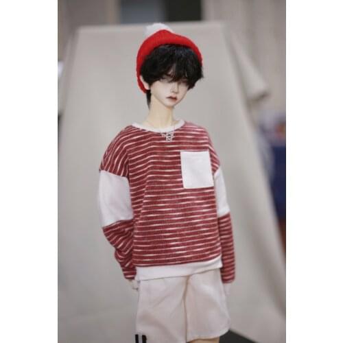 BJD doll clothing is suitable for 1/3 1/4 size MSD quilted striped knitted hoodie T-shirts ~2 colors into doll accessories