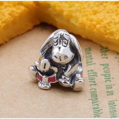 Bewill Authentic 925 Sterling Silver Winnie the Pooh Donkey Eeyore Beads Fit Original Bracelet Pendant DIY Jewelry Charms Gift