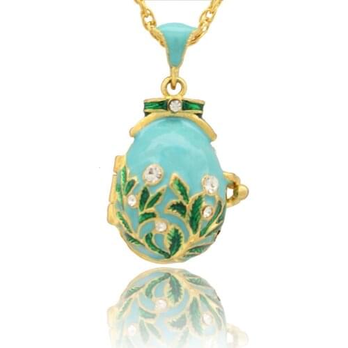New retro pattern with red enamel egg pendant necklace crystal Russia, fit European luxury brands Necklaces