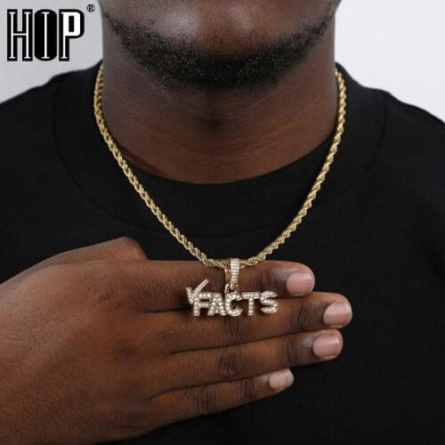 Hip Hop Bling Iced Out CZ Letters Pendants & Necklaces For Men Rapper Jewelry With Solid Back Charm Tennis Chain Pendants