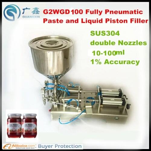 G2WGD100 Fully Pneumatic Semi-automatic Paste and Liquid filling machine,Cosmetic Piston Paste Filling Machine (5-100ml)