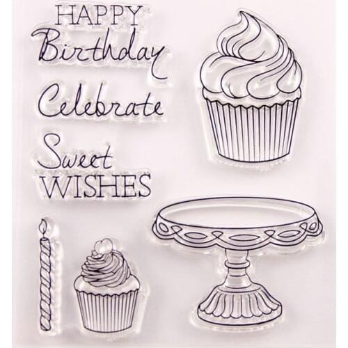 Happy birthday cake stamp and Dies Stitched DIY Scrapbooking Stamps Craft Embossing Die Cut Making Stencil Template