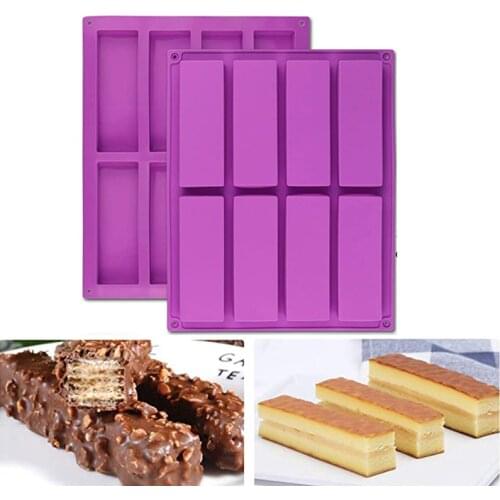 8 Cavity Large Rectangle Silicone Mold Cereal Energy Bar Maker Chocolate Truffles Brownie Cornbread Cheesecake Soap Butter Mould