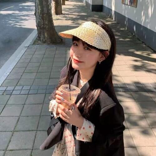 Parent-Child Adjustable Foldable Empty Top Straw Hat Portable Magic Tape Roll-Up Beach Accessories Sun Summer Hats For Women Cap