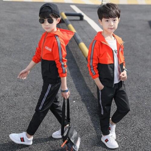 Spring Autumn Kids Clothes Set 2Pcs Boys Fashion Sport Suit Cotton Hoodies Pant Casual Jogging Suit Teenager Boy Clothes Set