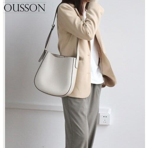 OUSSON 2021 New Design Leather Large Capacity Bucket Bag Fashion Messenger Bag Multifunctional Shoulder Bag For Women