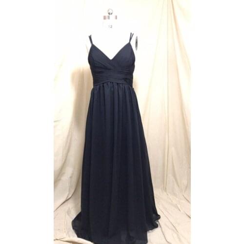 Sexy A-Line Long Spaghetti Straps Lace Bridesmaid Dresses with Pockets Chiffon V-Neck Custom Lace Up Formal Wedding Party Dress