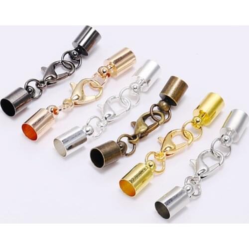 10pcs/Lot Lobster Clasps Leather Cords Connectors For DIY Bracelet Necklace Making Jewelry Accessories Supplies