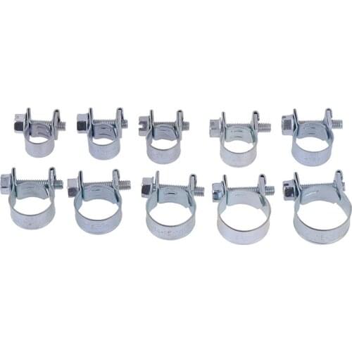 10PCS/Set Car Fuel Hose Clips Hoses Clamps Set Mini Carbon Steel Air Hose Clamp Diesel Petrol Pipe Clips Auto Hose Parts