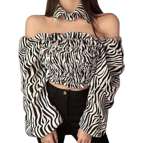 Womens Floral Print Blouses Slash Neck Sexy Sweet Navel Exposed Short Sleeve Chiffon Shirt 2021