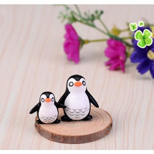 ZOCDOU 2 Pieces Antarctic Penguin Cold Fat Bird Pajaro Family Model Small Statue Figurine Crafts Ornament Miniatures DIY Decor