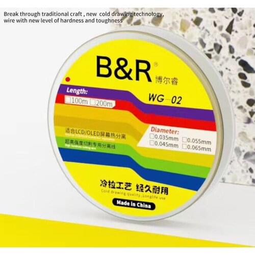 0.035mm 100M Cold Drawing High Hardness Special gol Wire Cutting Line for iPhone Samsung Mobile Screen LCD Screen Separation
