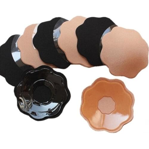 1Pair Sexy Silicone Breast Petals Nipple Cover Stickers Invisible Bra Pasties Pad Push Up Stick on Bra Accessories Black Skin