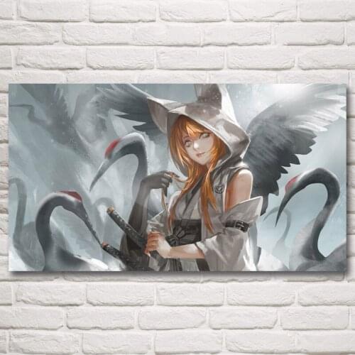 1 Piece Samurai Katana Girl Japanese Anime Art Posters and Prints Painting For Living Room Decoration Pictures Wholesale