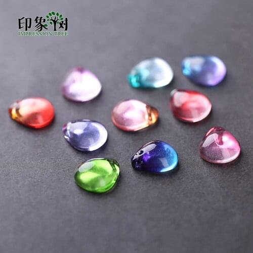 10Pcs 10x12mm Cabochon Tear Drop Gradient Color Lampwork Glass Blossom Flower Petal Mermaid Beads Handmade DIY Jewelry Making