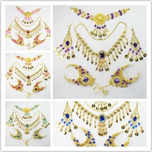 2016 Cheap Indian belly dancing accessories for women dance wear Belly dance necklace jewelry set