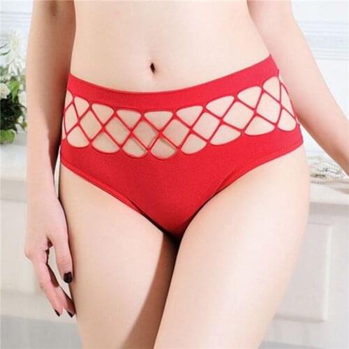 2021 Fashion Fish Net Womens Underwear Hollow Out Sexy Mid Waist Cotton Panties Sexy String Fitness Ins Style Seamless Briefs