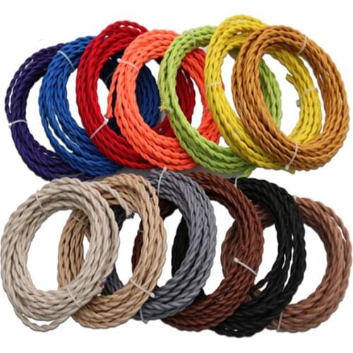 2x0.75 Vintage Electrical Rope Wire Twisted Cable Retro Braided Fabric DIY Pendant Lamp Cord
