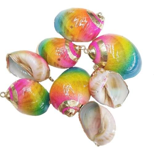 5 Pcs/Pack 27x41mm 2 Colors Gold Plated Side Conch Shell Pendant Natural Shell Pendant Hand DIY Necklace Pendant Accessories