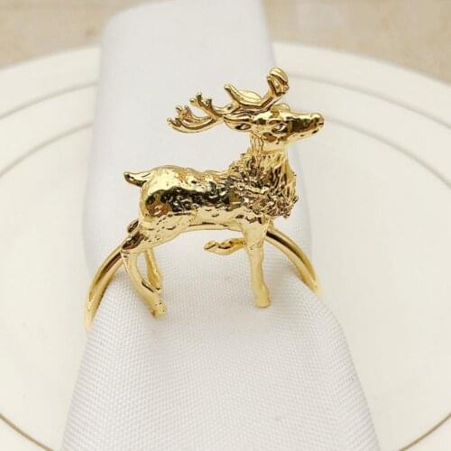 6Pcs/Set Cute Deer Shape Napkin Ring Eye-catching Exquisite Alloy Napkin Holder for Kitchen Napkin Ring Napkin Clip Holder 2021