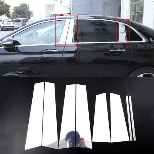 8pcs Polished Aluminum Alloy Window Pillar Post Kit Cover Trim for Mercedes Benz W213 E Class AMG 2016-2018 Models Accessories
