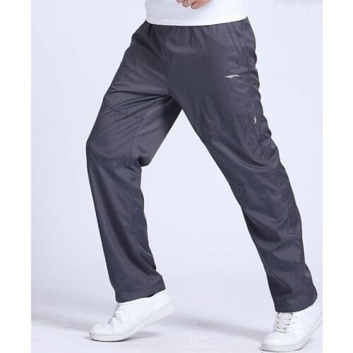 Spring Autumn Sweatpants Mens Trousers Thin Section Breathable Summer Loose Casual Pants Polyester Slip Surface Straight Pants