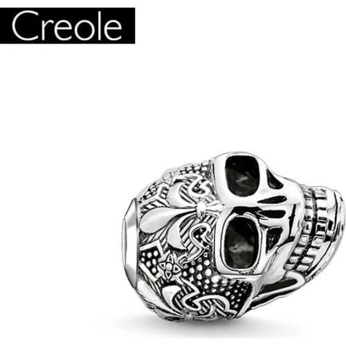 Beads Skull Lily Fleur-de-lis,2019 Europe Silver Reble Jewelry Component For WomenMen Pure 925 Silver Gift Fit Karma Bracelet