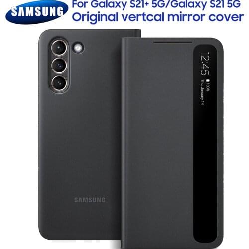 Original Vertical Mirror Clear View Intelligent Phone Case For Samsung Galaxy S21 S21 Plus 5G S21+ Smart View Flip Cover Case
