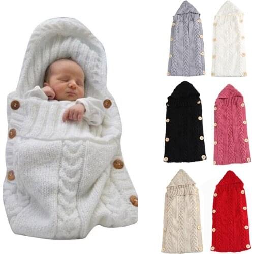 Baby Soft Knitted Sleeping Bag Wool Swaddle Wrap Autumn Winter Thick Warm Newborn Infant Stroller Quilt Comfort Bedding Blanket