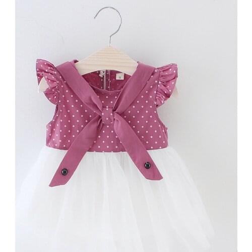 New 0-24M Casual Summer Baby Dress Cotton Print Dot Princess Sleeveless Cute Bow Infant Girl Dresses Toddler Baby Girl Clothes