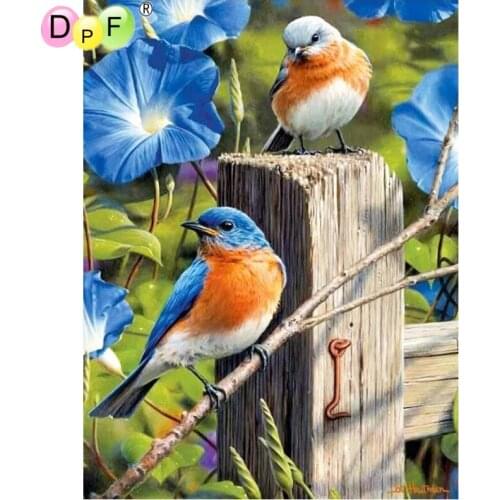 DPF 5D Round full Diamond painting Cross Stitch wood bird flower sing Diamond Embroidery Needlework diamond Mosaic decor crafts