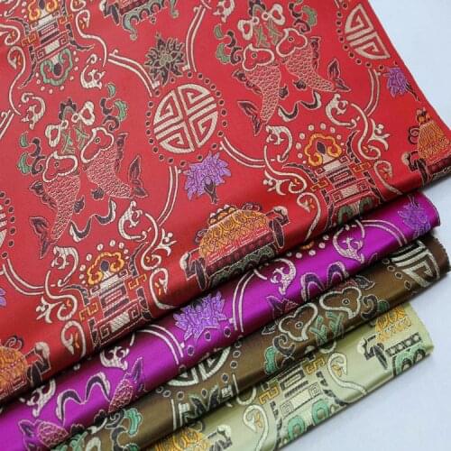 Chinese vintage embroidery Silk fabric red brocade Satin fabric for DIY bag COSPLAY/Kimono/Stage suit 1order=1meter