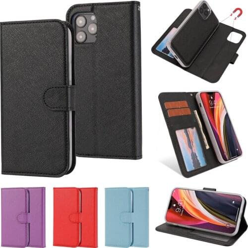 Magnetic Removable Case for iPhone 13 12 11 Pro Max XS XR SE 2020 7 8 Plus 2in1 Flip Cover Leather Wallet Luxury Card Slot Coque