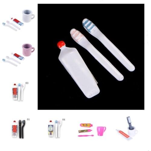 Cute 1:12 Dollhouse Miniature Mini Toothpaste Toothbrush Kitchen Furniture bathroom Toy Collectible Gift Miniature Toys