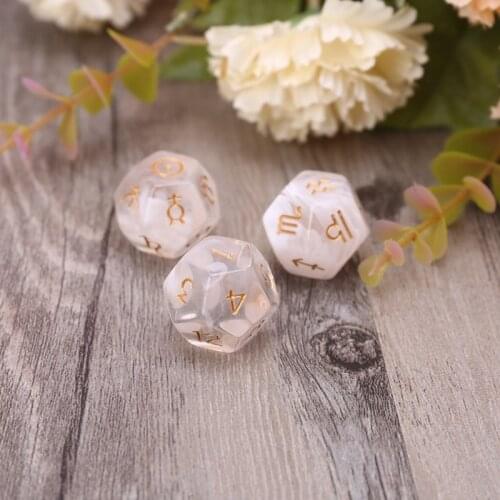 3pcs/set 12-Sided Two-color Bleached Astrological Dices Table Board Role Playing Game for Divination