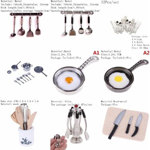 Wooden Knife And Fork Metal Whisk Jar Set Dollhouse Miniatures 1:12 Accessories Doll House Mini Kitchen Accessories