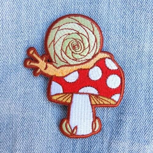 Snail Toadstool Patch Embroidered Sewing Mushroon Patches Iron on for Clothes Cartoon Anime Things Hot Sale Twill Craft Stickers