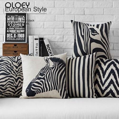 Nordic Black white Zebra Pillow Cover leopard Geometric Cushion Cover Home Decorative Linen Pillow Case Office Sofa Cushion