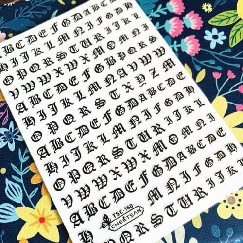 Newest TSC series 159 letter design 3d nail sticker decal export Japan rhinestiones DIY decorations for nail art