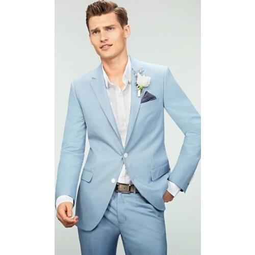 Latest Coat Pant Designs Light Blue Wedding Suits for Men Terno Slim Fit Casual Groom Men Suit Custom 2 Piece Tuxedo Masculino