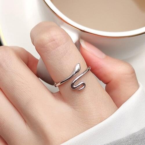 Gothic Simple Silver Color Punk Snake Open Rings Design Finger Rings for Women Men Party Jewelry Gifts Cocktail Chic Ring