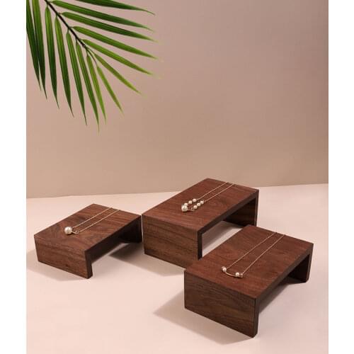 Black Walnut Solid Wood Jewelry Display Holder Rings Earrings Pendant Display Riser Stool