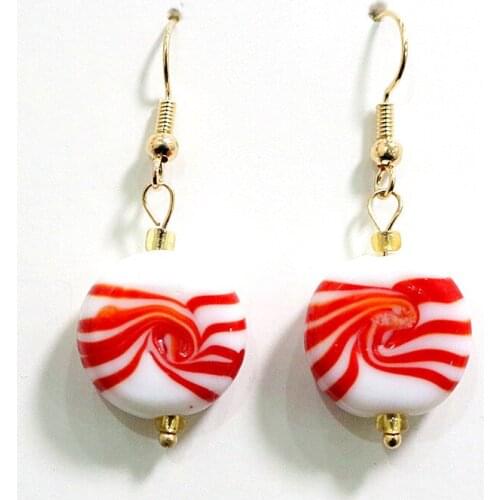 Simple Handmade Glass Christmas Candy Art Earrings For Women Xmas Sweet Eardrop Design Girls Fashion Jewelry Pendant Accessories